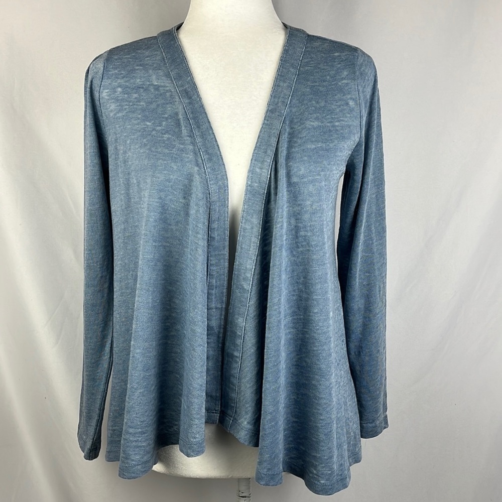 Soft Surroundings Blue Waterfall Open Front Drape Cardigan Sweater Womens XS